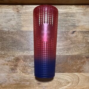 Starbucks Tumbler 24oz Cold Cup Grid Pink Blue Ombre Venti Reusable